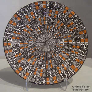 Rain and geometric design on a polychrome plate