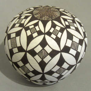 Geometric design on a black and white seedpot