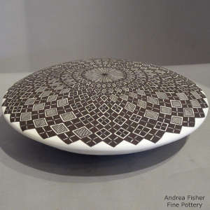 Fine line and geometric design on a black and white seedpot