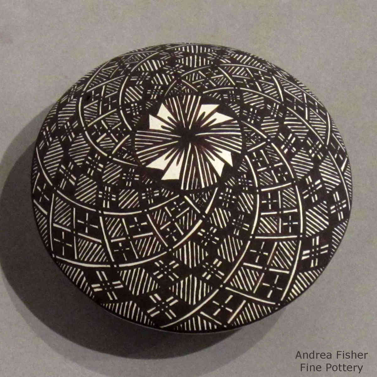 Swirl geometric design on a black and white seedpot