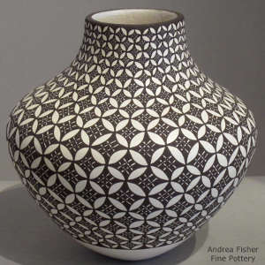 Geometric design on a black and white jar