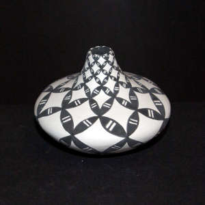 Geometric design on a black on white jar
