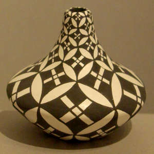 Geometric design on a black and white jar