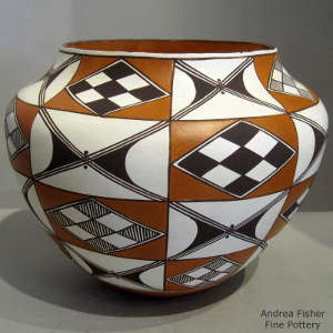 Geometric design on a polychrome jar