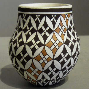 Geometric design on a polychrome jar