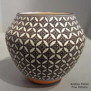 A geometric design on a polychrome jar