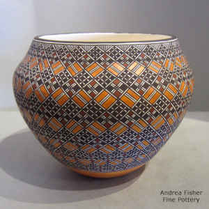 Geometric design on a polychrome jar