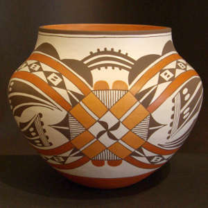 Geometric design on a polychrome jar