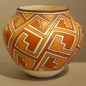 Interlocking key geometric design on a polychrome jar
