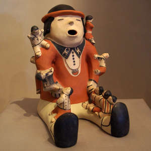 Helen Cordero storyteller with ten children