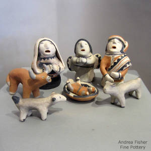 Eight pieces in a nativity set