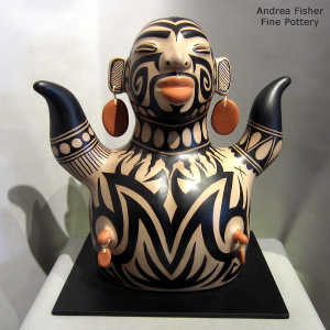 Geometric design on a polychrome circus figure bust