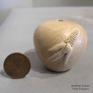 Ear of corn applique on a miniature tan seed pot