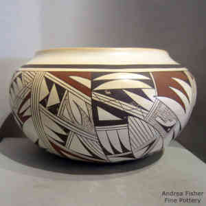 Large shard geometric design on a white jar