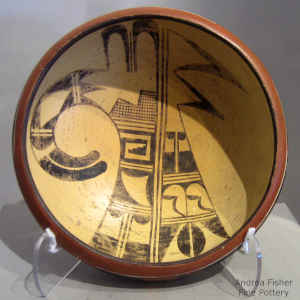 Polychrome bowl with eagle wing design inside and out