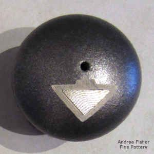 Miniature micaceous black seed pot with a Sterling Silver Shifting Sands design inlay