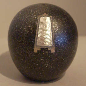 Sterling silver inlaid on a micaceous black seedpot