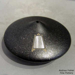 Shifting Sands design sterling silver inlay on a black micaceous seed pot
