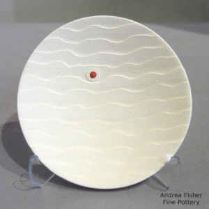 Shifting Sands design on a micaceous white plate with an inlaid stone