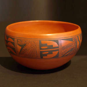 Shard design on a red slipped bowl