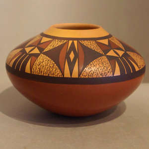 Geometric design on a polychrome jar