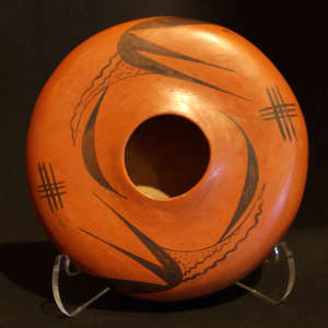 Geometric design on a black on red Sikyatki-style jar