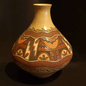 Geometric design on a polychrome jar