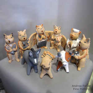 Eleven pieces in a nativity set