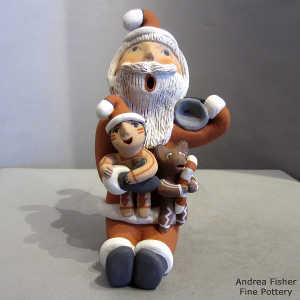 Puppy and a child on a Santa Claus storyteller