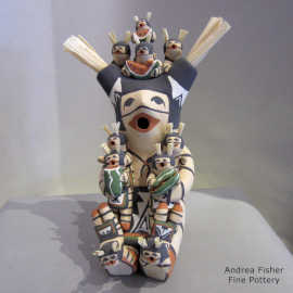 Ten children on a koshare storyteller