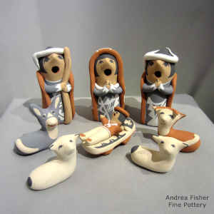 Eight pieces in a nativity set