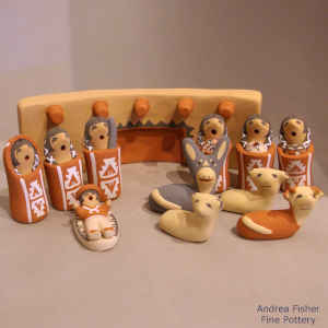 Twelve pieces in a nativity set