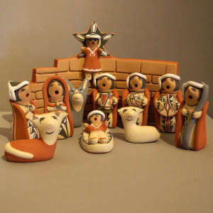 Eleven pieces in a nativity