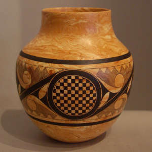 Geometric design on a Mixed clay jar