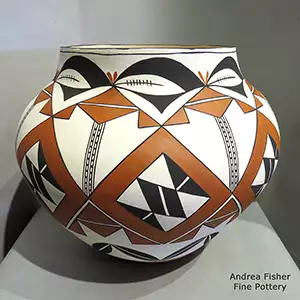 A geometric design on a polychrome jar