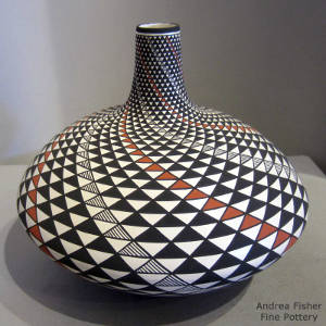 Swirl step design on a thin neck polychrome jar