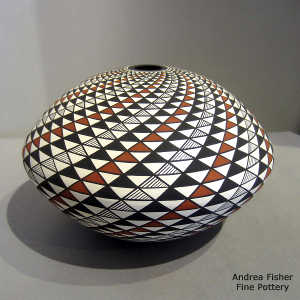 Step Swirl geometric design on a polychrome seed pot