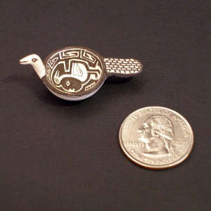 Mimbres design on a miniature black and white bird bowl