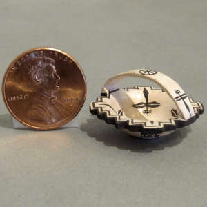 Geometric design on a miniature black and white basket