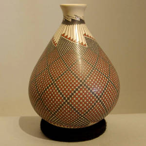 Geometric design on a polychrome vase