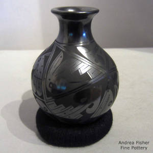 Paquime geometric designs on a black on black jar