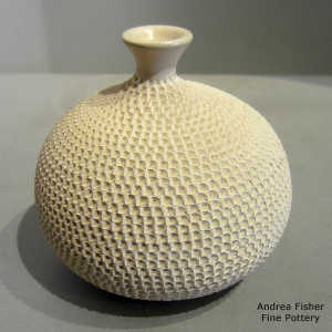 Thin neck corrugated white jar