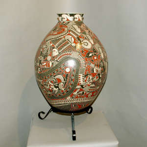 Paquime-style animals and geometric design on a polychrome jar