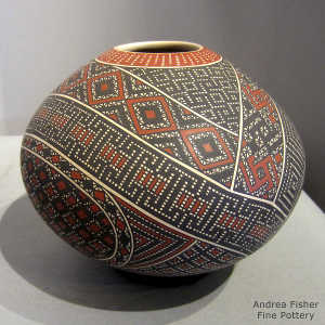 Geometric design on a polychrome jar