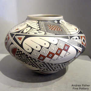 Geometric design on a polychrome jar
