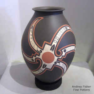 Geometric design on a polychrome vase