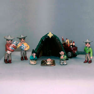 Navajo folk art: 8 pieces in a Navajo Nativity set