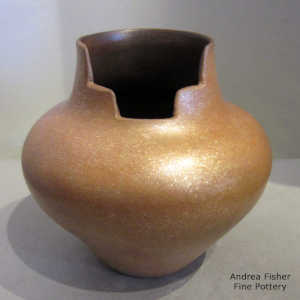 Stepped neck on a golden micaceous jar