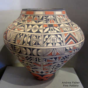 Shard and geometric design on a polychrome jar