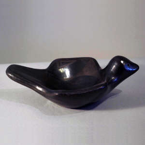 Geometric design on a black on black bird bowl